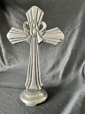 Carson 2000 Collectible Angel Cross Y2K Pewter Double Sided Standing 9” Tall picture