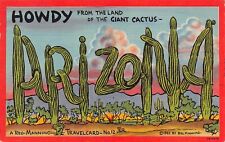 1948 Arizona Howdy From Larger Not Large Letter Linen 2B-H656 Postcard picture