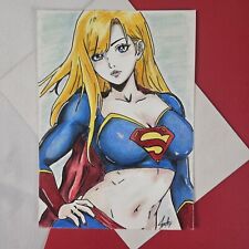 Supergirl Bust Sketch, 5x7 Original Art. Signed by Artist of Apathy. Ships Safe. picture