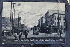 Rare Early JACKSON MS TROLLEY Mississippi POST CARD postcard Jackson Union Depot picture