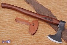 HANDMADE HUNTING HIGH CARBON STEEL AXE TOMAHAWK INTEGRAL AXE Engraved Handle picture