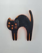 Vintage Hallmark Black Cat Halloween Pin Scaredy Cat Plastic 2in picture