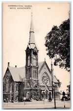c1930's Congregational Chruch Natick Clock Tower Massachusetts MA Postcard picture