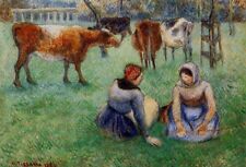 Art Oil painting Seated-Peasants-Watching-Cows-1886-Camille-Pissarro-oil-p picture
