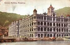 CONTINENTAL SIZE POSTCARD VIEW OF QUEEN'S BUILDING HONG KONG MAILED 1925 picture