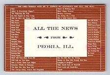 Peoria IL-Illinois, All The News, Antique, Antique Vintage Souvenir Postcard picture