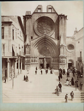 Spain, Tarragona, Cathedral View Vintage Print Print, Albumi Drawing picture