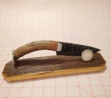 Dale Duby Obsidian Knapped Blade and Deer Antler Knife W/ Stand Great Basin Art picture