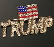 Sparkling Rhinestone Trump Pin, USA American Flag Pin, MAGA, Republicans picture
