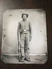 civil war Military Soldier With Rifle tintype C662RP picture