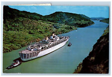 Panama Postcard MV Oriana Large Tourist Liner Passing Through Culebra Cut 1970 picture