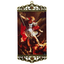 Brass Framed Canvas Archangel St Michael Wall Hang Tapestry 3x8 - Digital Print picture