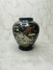 Japanese Black Vase with Pastel Flowers picture