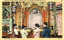 SAN FRANCISCO POSTCARD - INTERIOR, TIN HOW TEMPLE (JOSS HOUSE) CHINATOWN picture