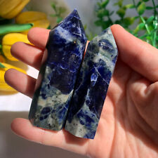 131g 2pcs Blue Sodalite Stone Point Tower Quartz Crystal Specimen Healing picture
