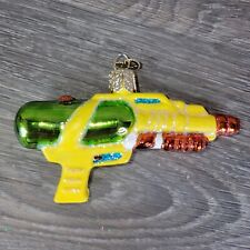 Old World Christmas Squirt Gun Ornament Blown Glass Toy Gun Green Yellow OWC picture