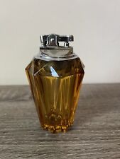 Vintage MCM Viking Glass Diamond Point Amber Lighter Retro Art Glass picture