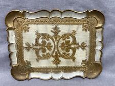 Vintage Rectangular Florentine gold and white Tray Made in Italy  14 X 10.5 picture