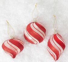 Candy Cane Christmas Glass Finial Ornaments - Set of 3 - BRAND NEW  picture