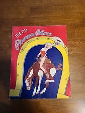 Vintage Pioneer Palace Restaurant Menu with Cowgirl Bucking Bronco Fort Worth TX picture
