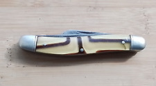 SCHRADE WALDEN N.Y. STOCK Pocket Knife 3-bl Tiger Celluloid, Pin Cracks 3.9