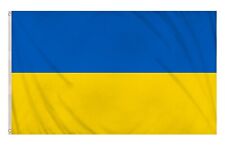 LARGE UKRAINE FLAG 5x3FT PREMIUM COLOUR NATIONAL BANNER WITH BRASS EYELETS picture