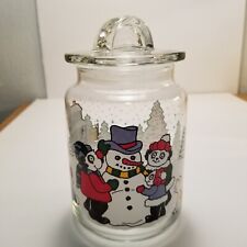 Vtg Christmas 1993 Glass Candy/Storage Jar Panda Family Snowman  7
