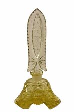 Antique Citrine Yellow Cut Glass Made In Czechoslovakia Perfume Bottle picture