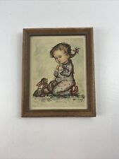 Vintage Mid Century Picture Print - Wall Hanger Art - Girl Praying - Framed  picture