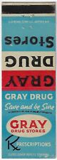Gray Drug Stores Save and be Sure Cleveland O. Date 1968-74 FS Empty Matchcover picture