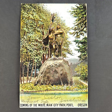 Antique 1905 Coming of White Man City Park Portland, OR Glitter Postcard Cancel picture
