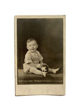 RPPC Postcard Baby Boy with Toy Ball Studio Portrait Real Photo Undivided Back picture