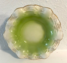 Vintage - Made in Japan - small ceramic plate/bowl - green and white w gold trim picture