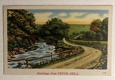 Greetings From Pryor, Oklahoma Postcard Linen 1945 PM Brinkley Arkansas picture