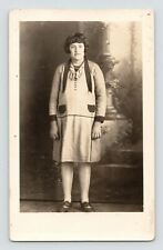 RPPC Vintage Young Woman Pregnant ? Posing Studio Real Picture Postcard picture