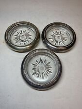 Vintage W&S Blackington Lot Of 3 Silver Plate And Glass Ashtrays picture