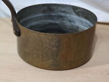 Ant/vtg 19th C. Copper/Brass Cooking Pot Saucepan, Cast Iron Hand Forged Handle picture