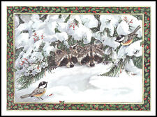 Greeting Card - Bird Raccoon - Barbara Goss - Christmas 0707 picture