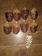 Set of 8 Glass Bronze Pinecone Christmas ornaments gold + Extra Pinecone picture