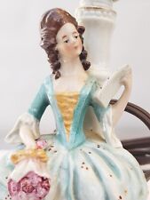 VINTAGE VICTORIAN WOMAN 12” FIGURINE PORCELAIN HANDPAINTED TABLE LAMP, GERMANY picture