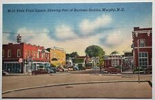 Main Street Traffic Light Business Shops Murphy North Carolina Postcard c1940s picture