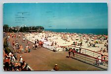 c1961 New London CT Busy Ocean Beach Park Navy Men VINTAGE Postcard picture