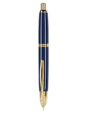 Pilot Vanishing Point Fountain Pen in Blue & Gold, Blue Ink, Medium Nib 60266 picture