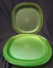 Set Of 4 Tupperware Luncheon Plates Green Translucent New picture