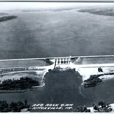 c1960s Knoxville, IA RPPC Aerial Red Rock Dam Reservoir Lake Birds Eye Cook A209 picture