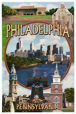 Philadelphia Pennsylvania Montage, PA Ben Franklin Statue etc. - Modern Postcard picture