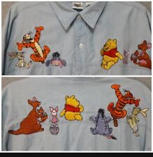 Vtg 90s Disney Catalog Winnie The Pooh Embroidered Button Jean Shirt Sz XL READ picture