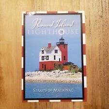 Round Island Lake Mackinac Island Mackinaw City Red Lighthouse Michigan Postcard picture