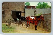 Goshen IN-Indiana, Horse and Buggy Parking Lot, c1962 Vintage Postcard picture