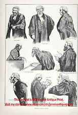Barrister Lawyers in London Law Courts, Large 1880s Antique Print & Article picture